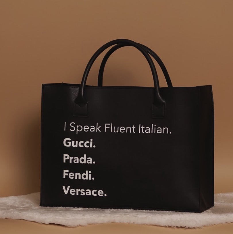 I Speak Fluent Italian Vegan Leather Tote