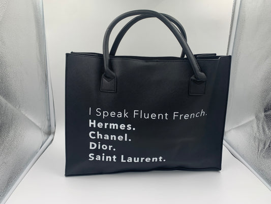 I Speak Fluent French Vegan Tote/ Women’s Handbag/ Women’s Bag and Purses