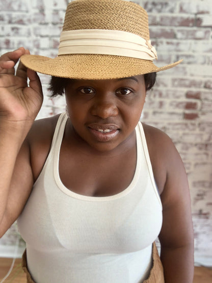 Women’s Panama Inspired Straw Fedora/Wide Brim Panama Fedora